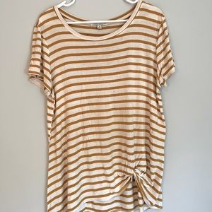 Gold-and-White striped T-shirt